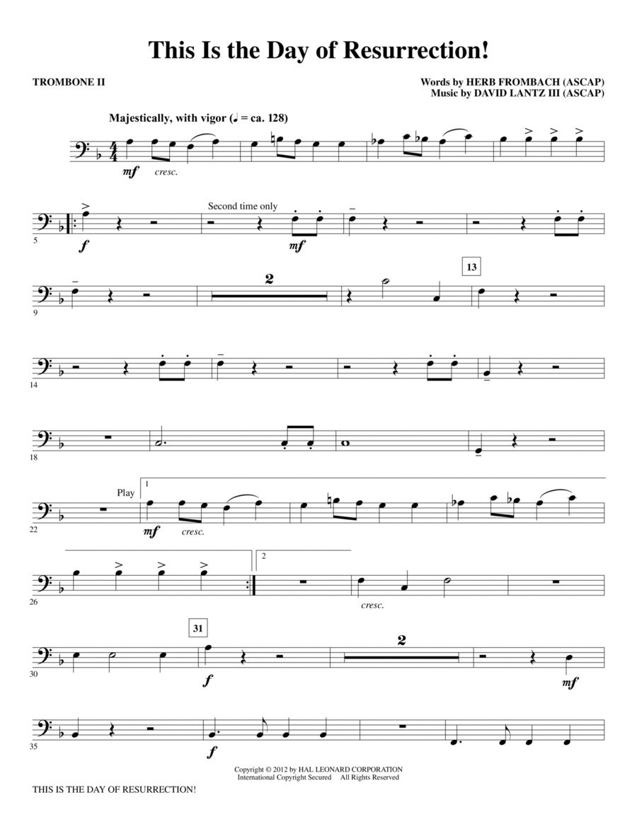 This Is the Day of Resurrection! - Trombone 2 Choir scores gallery preview page 1