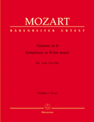 Book cover for Symphony B flat major, KV Anh. 216 (74g)