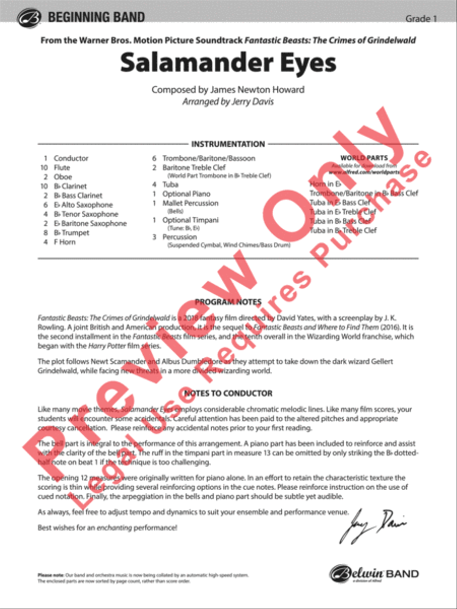 Salamander Eyes Salamander Eyes Concert Band scores gallery preview page 2