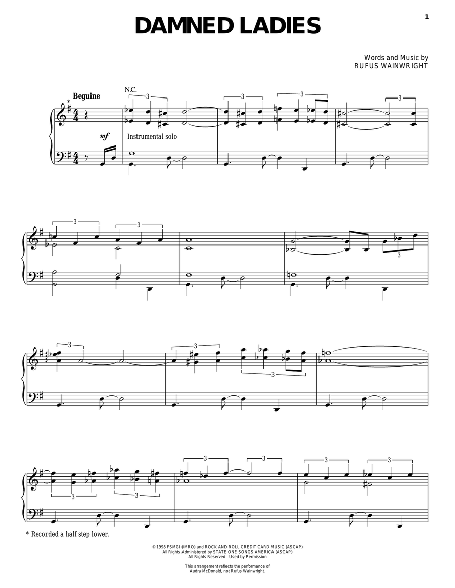 Damned Ladies Damned Ladies Piano, Vocal scores gallery preview page 1