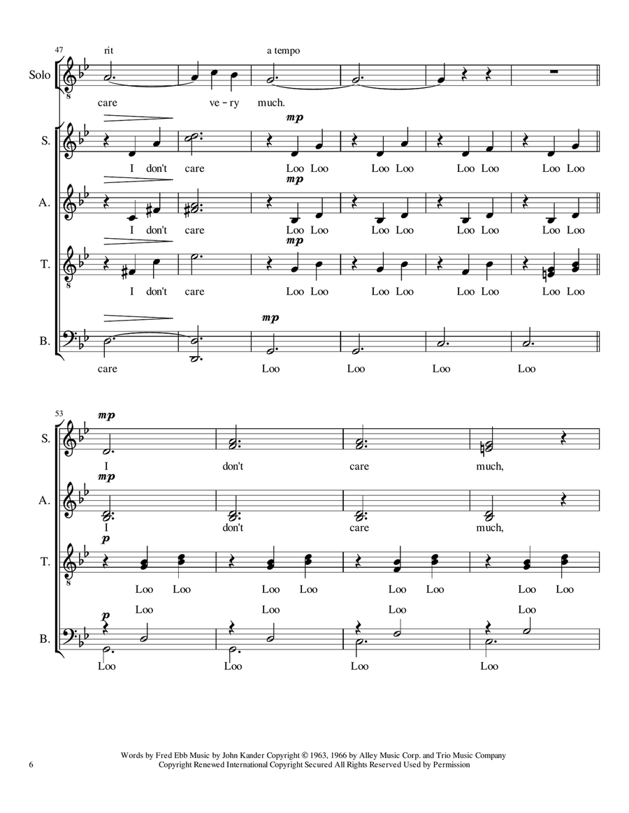 I Don't Care Much 4-Part scores gallery preview page 6