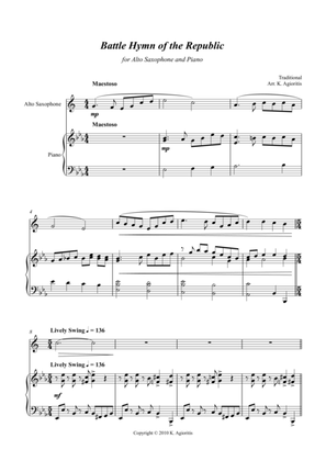 Battle Hymn of the Republic - a Jazz Arrangement - for Alto Saxophone and Piano