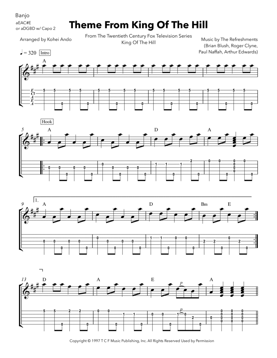 Theme From King Of The Hill Banjo scores gallery preview page 1