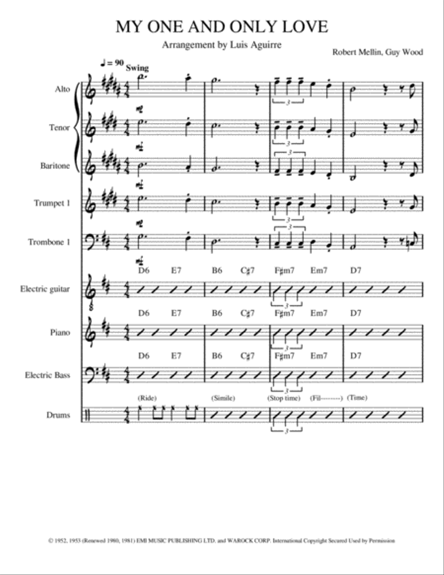 My One And Only Love Large Ensemble scores gallery preview page 1