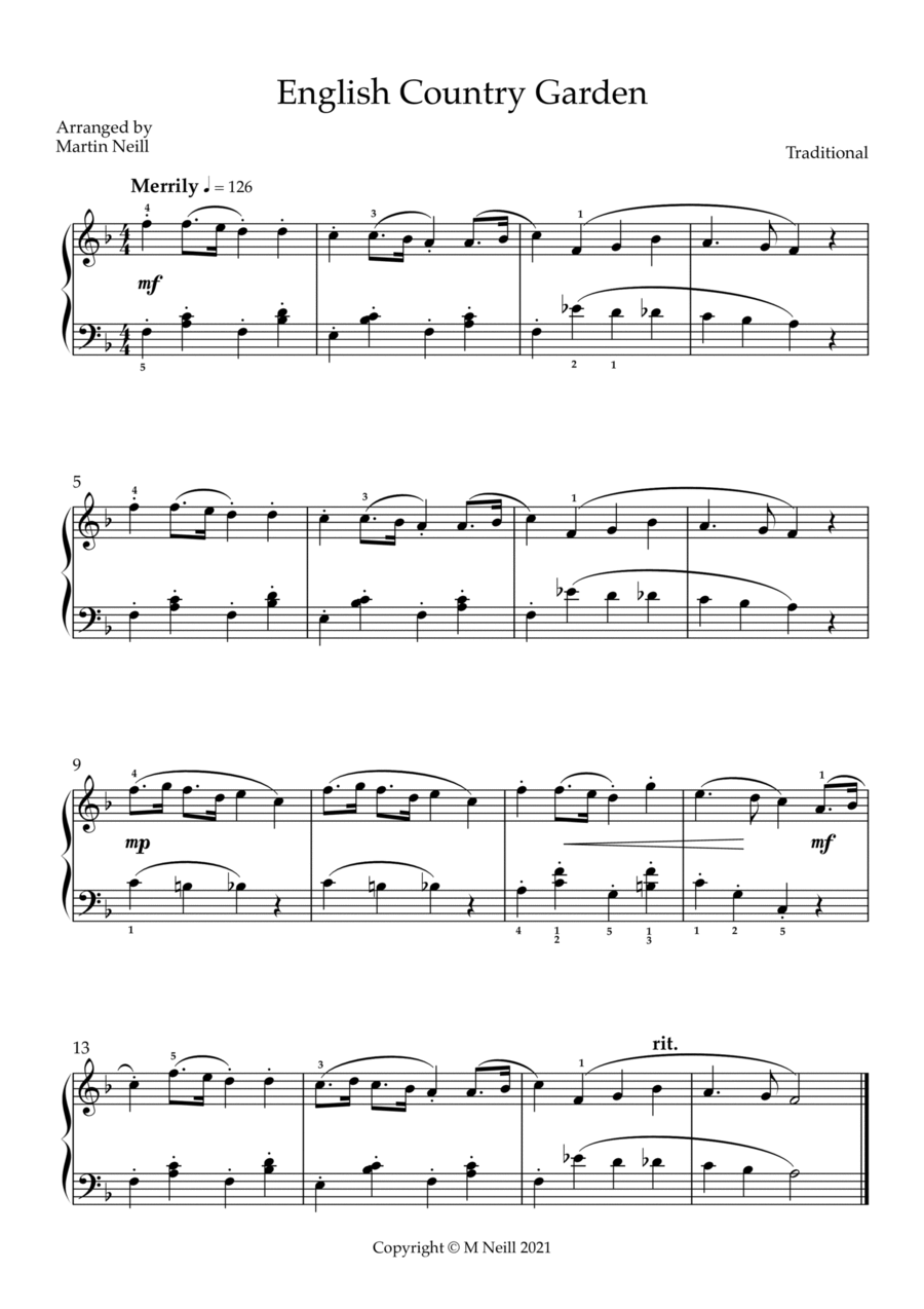 English Country Garden Piano Solo scores gallery preview page 1