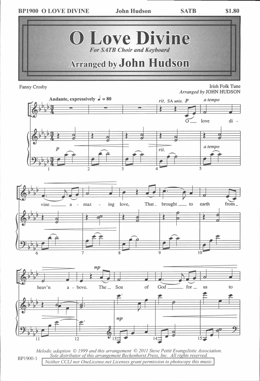 O Love Divine - Hudson 4-Part scores gallery preview page 2