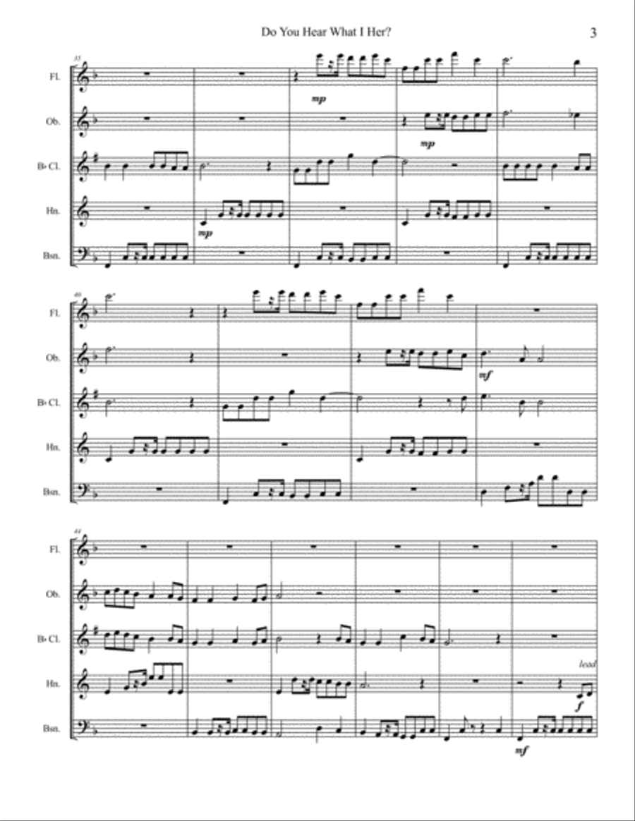 Do You Hear What I Hear Woodwind Quintet scores gallery preview page 3