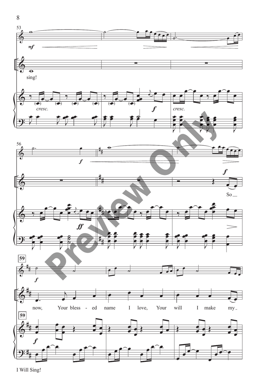 I Will Sing! I Will Sing! Unison Choir scores gallery preview page 8