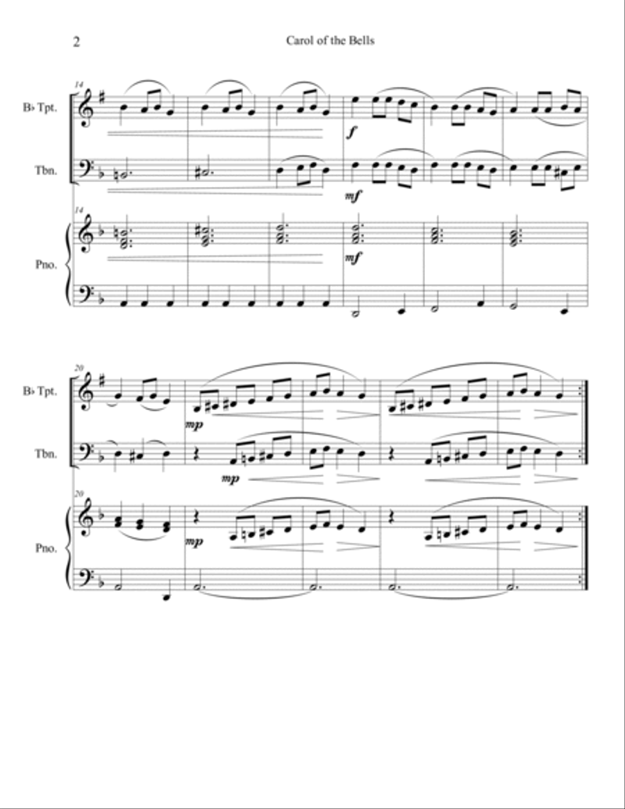10 Christmas Duets for Trumpet and Trombone with Piano Accompaniment (Vol. 3) Brass Duet scores gallery preview page 4