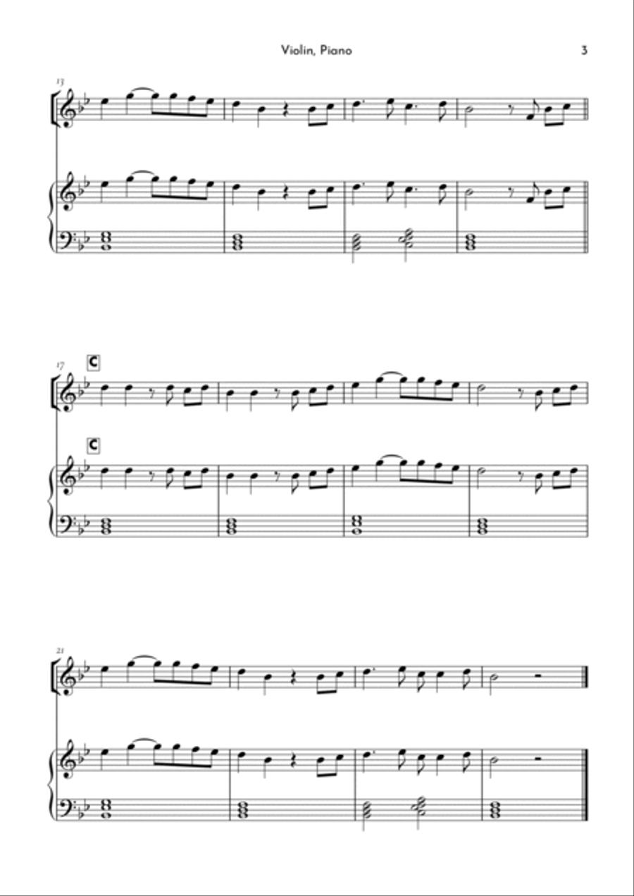 You Are My Sunshine Violin Solo scores gallery preview page 3