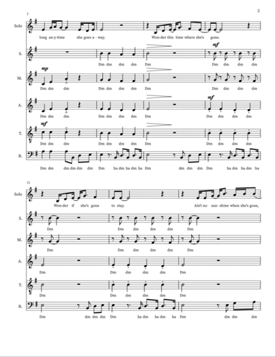 Ain't No Sunshine Ain't No Sunshine Divisi scores gallery preview page 2