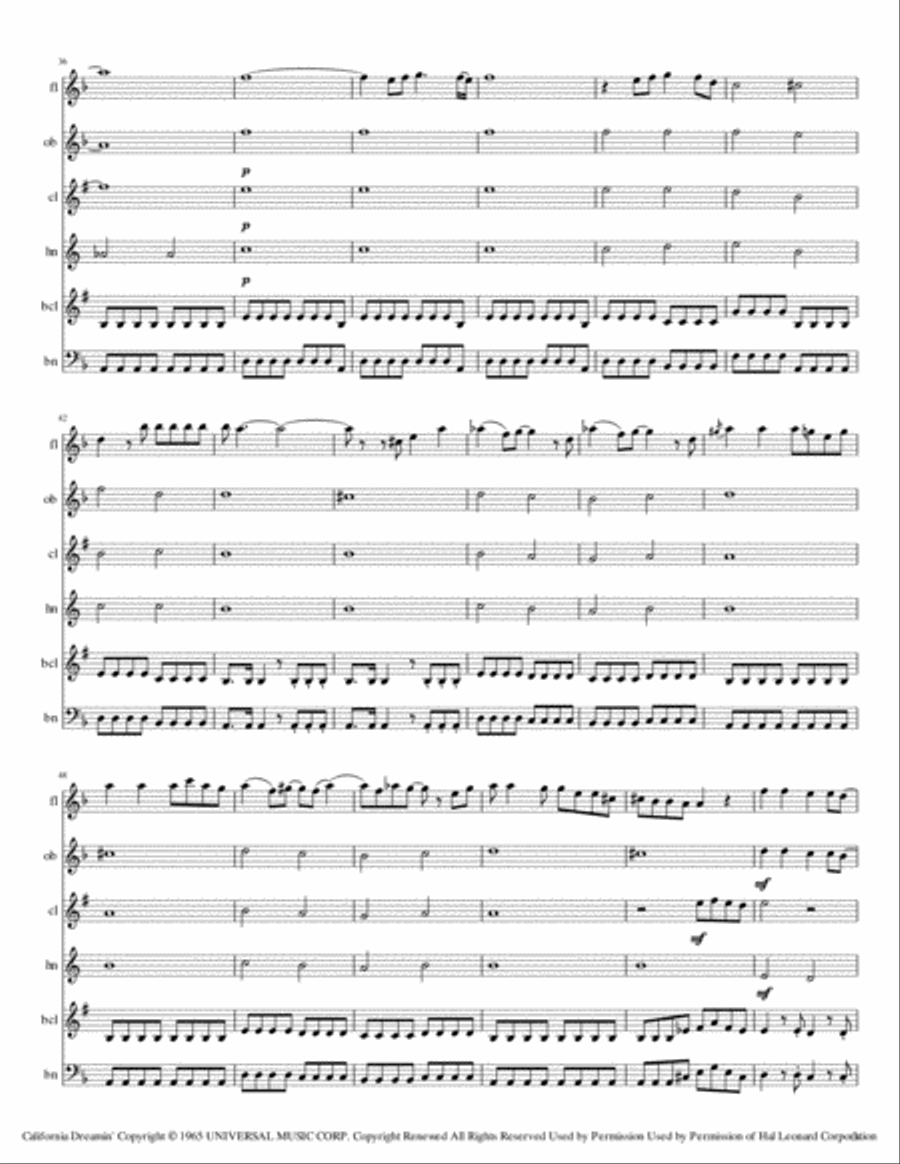 California Dreamin' California Dreamin' Woodwind Quintet scores gallery preview page 3