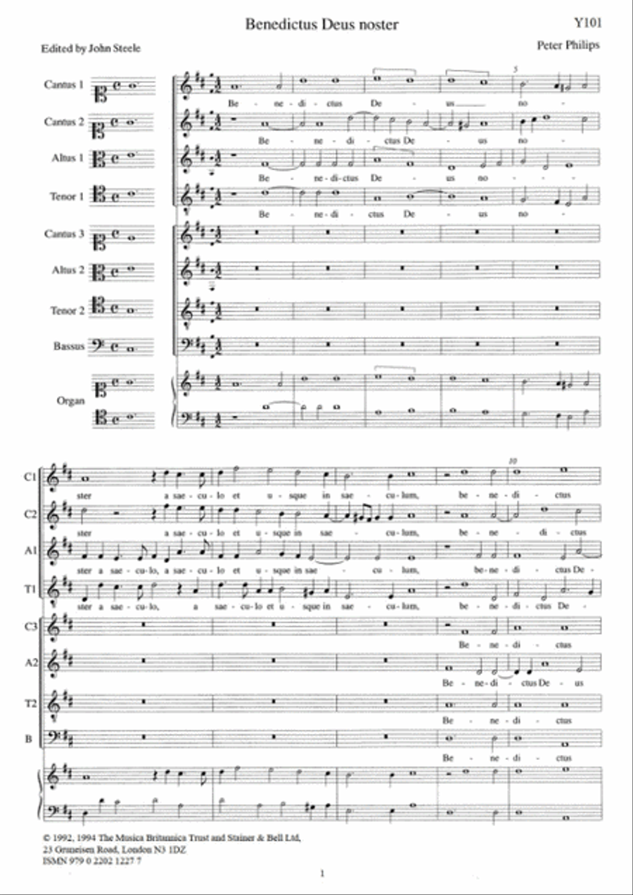 Benedictus Deus noster. D (orig. C) 4-Part scores gallery preview page 2