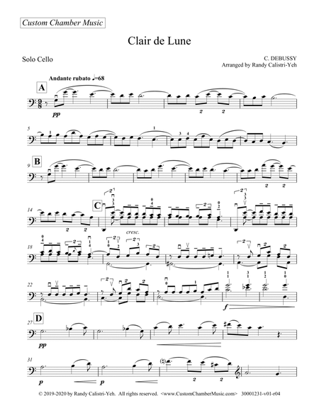 Debussy Clair de Lune (solo cello) image number null
