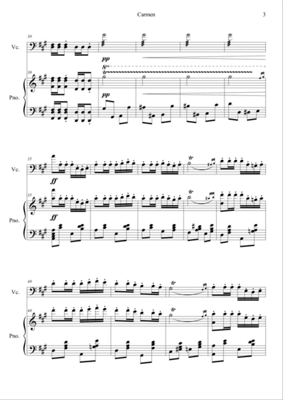 Carmen No.1 Prelude Piano scores gallery preview page 3