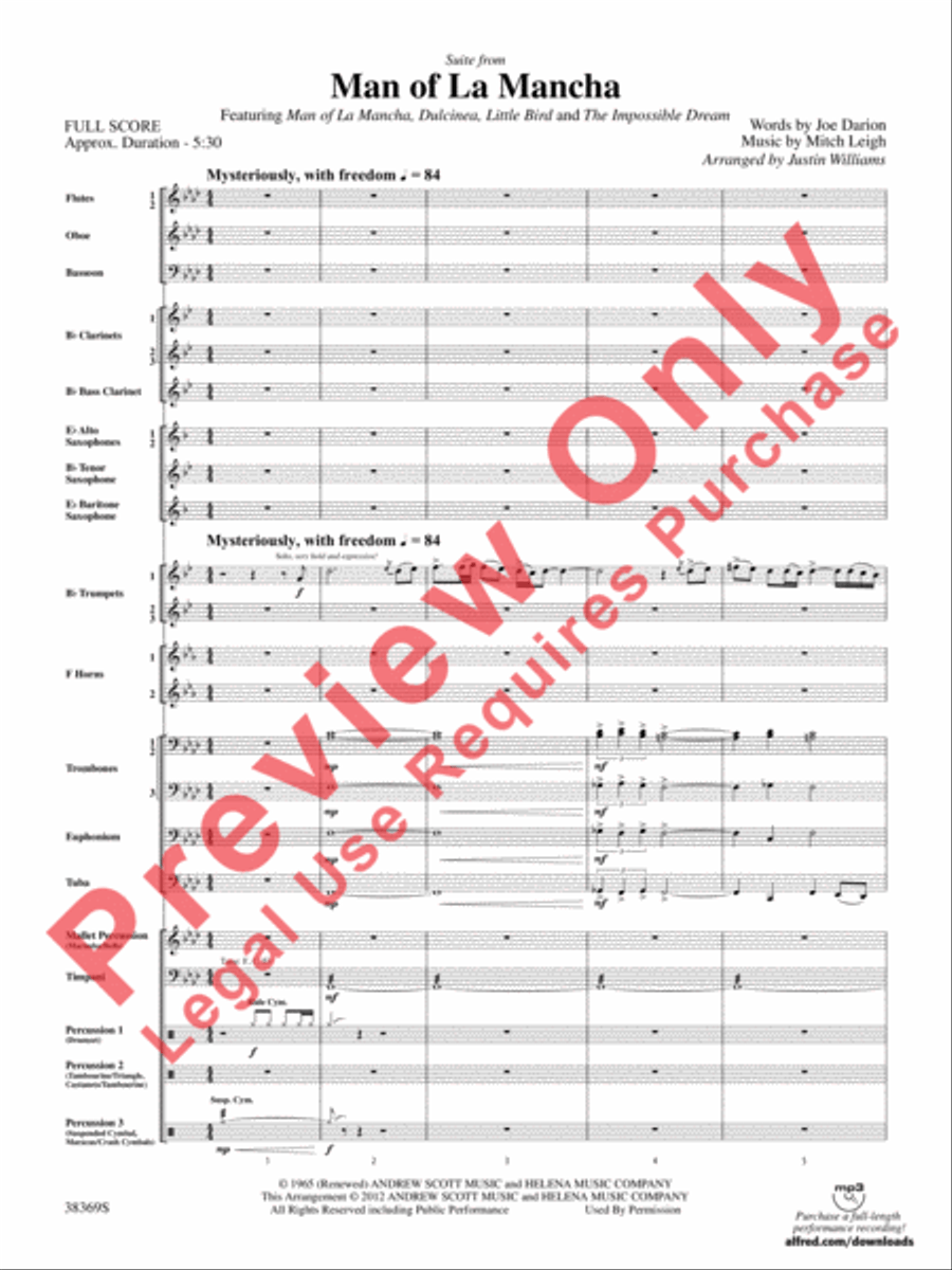 Man of La Mancha Concert Band scores gallery preview page 4