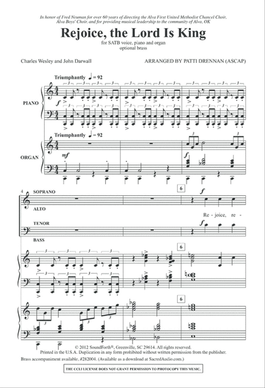 Rejoice, the Lord Is King 4-Part scores gallery preview page 3