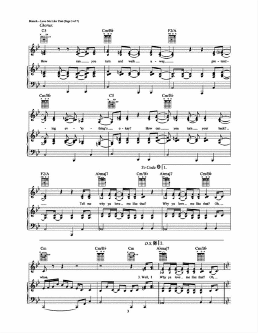 Love Me Like That Piano, Vocal, Guitar scores gallery preview page 3