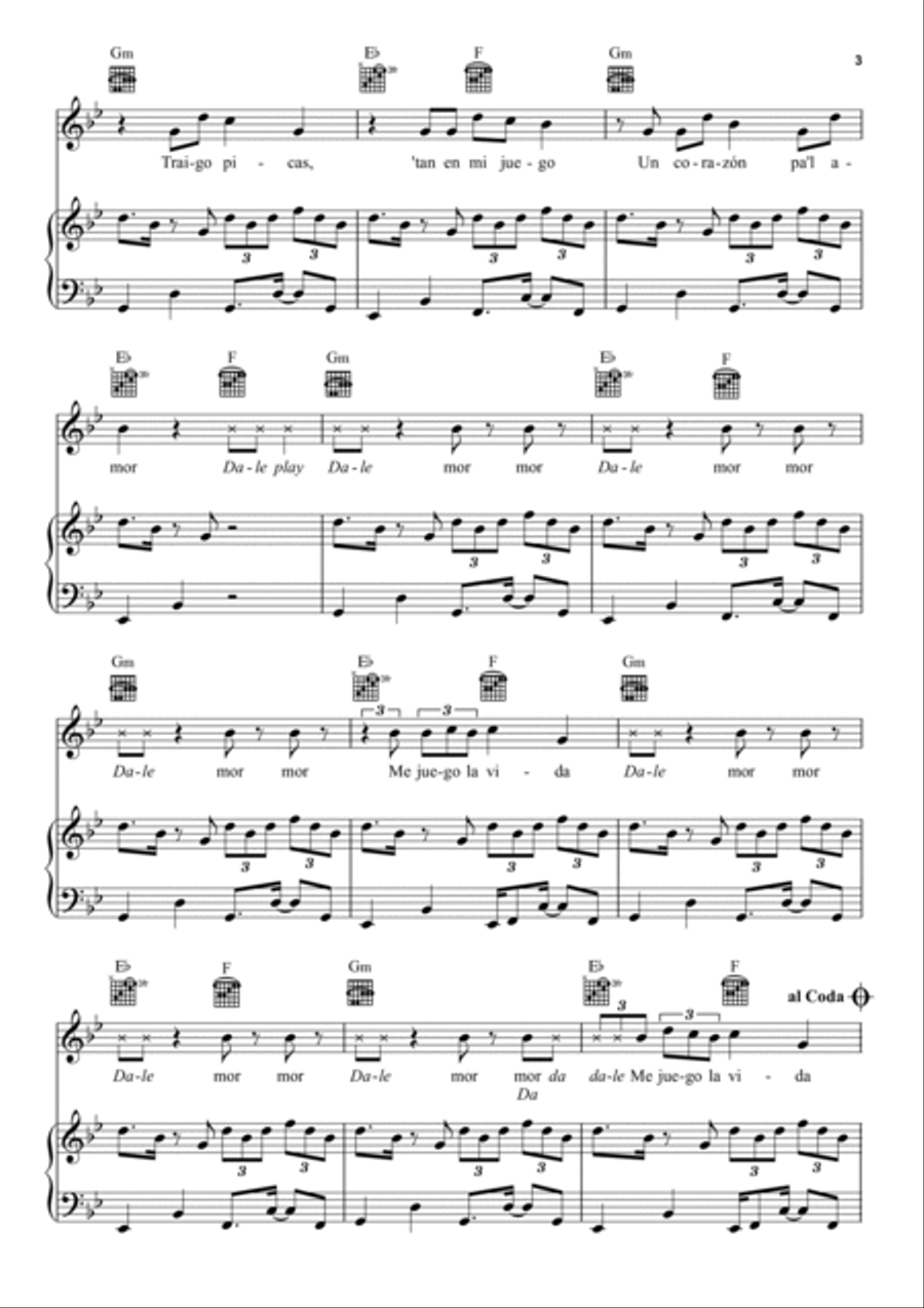 Dale Play Remix Dale Play Remix Piano, Vocal, Guitar scores gallery preview page 3