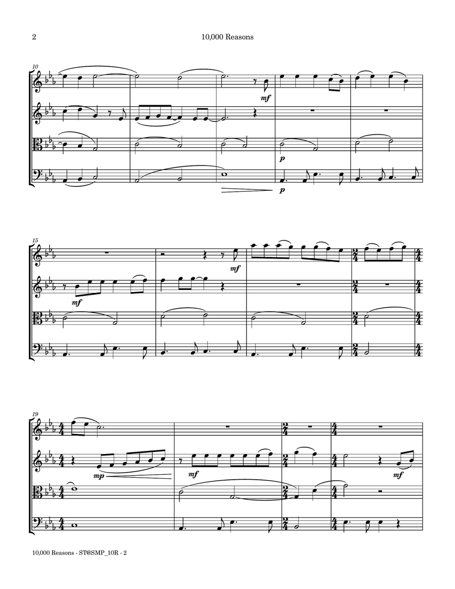 10,000 Reasons (Bless The Lord) String Quartet scores gallery preview page 3