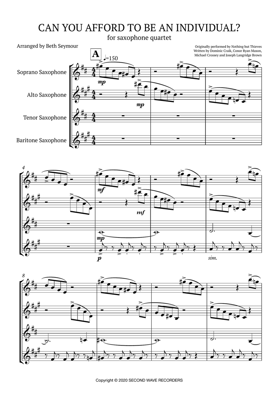 Can You Afford To Be An Individual? Woodwind Quartet scores gallery preview page 1