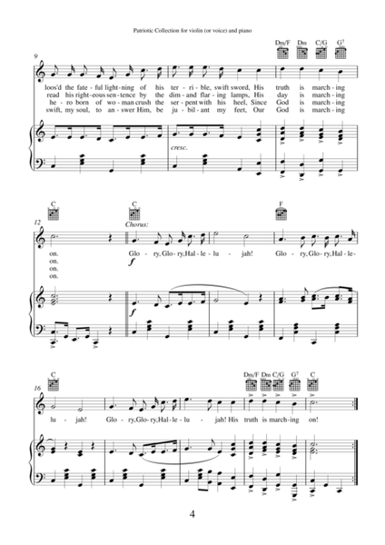 Patriotic Collection, USA Tunes and Songs arrangements for violin (or voice) and piano