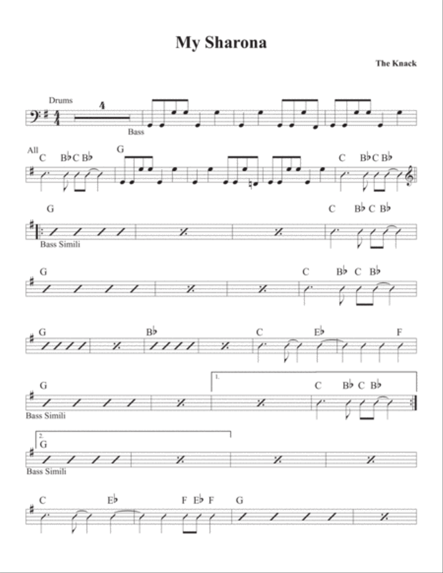 My Sharona Piano, Vocal, Guitar scores gallery preview page 1