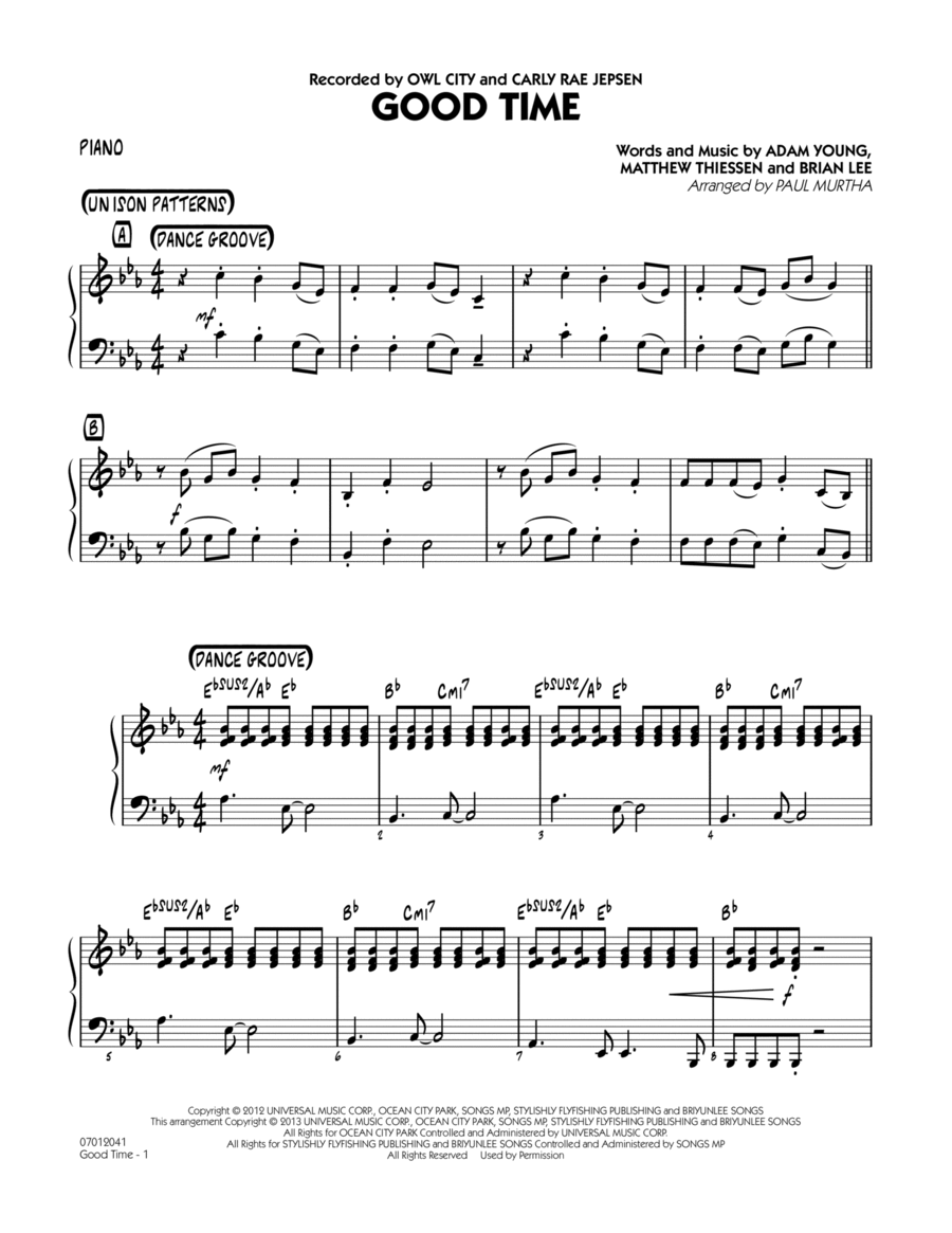 Good Time - Piano Good Time - Piano Jazz Ensemble scores gallery preview page 1