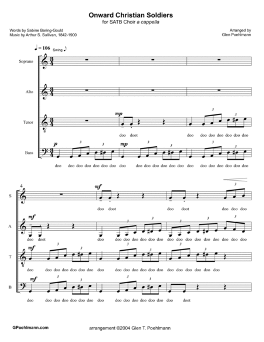 ONWARD CHRISTIAN SOLDIERS - SSAATB CHOIR (a cappella 3/4 jazz) SSAATB scores gallery preview page 1
