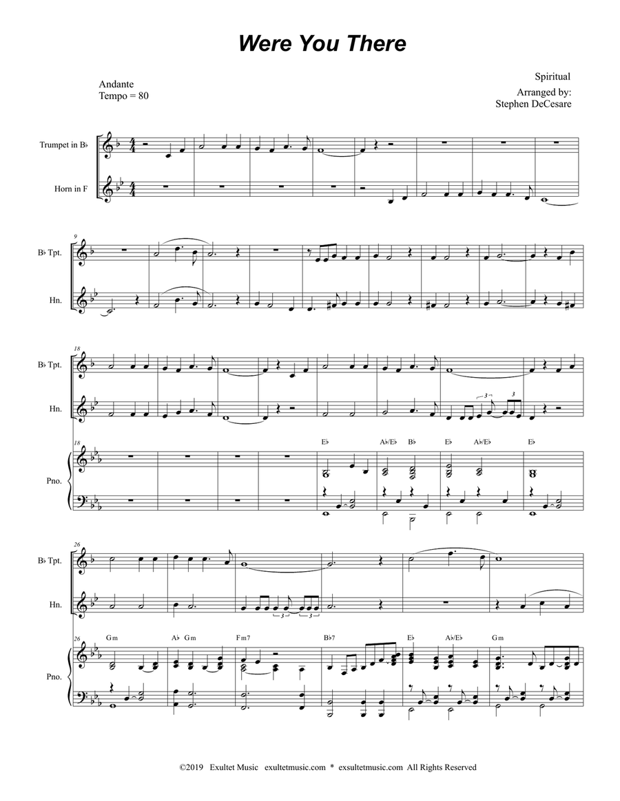 Were You There (Duet for Bb-Trumpet & French Horn) Were You There (Duet for Bb-Trumpet & French Horn) Brass Duet scores gallery preview page 1
