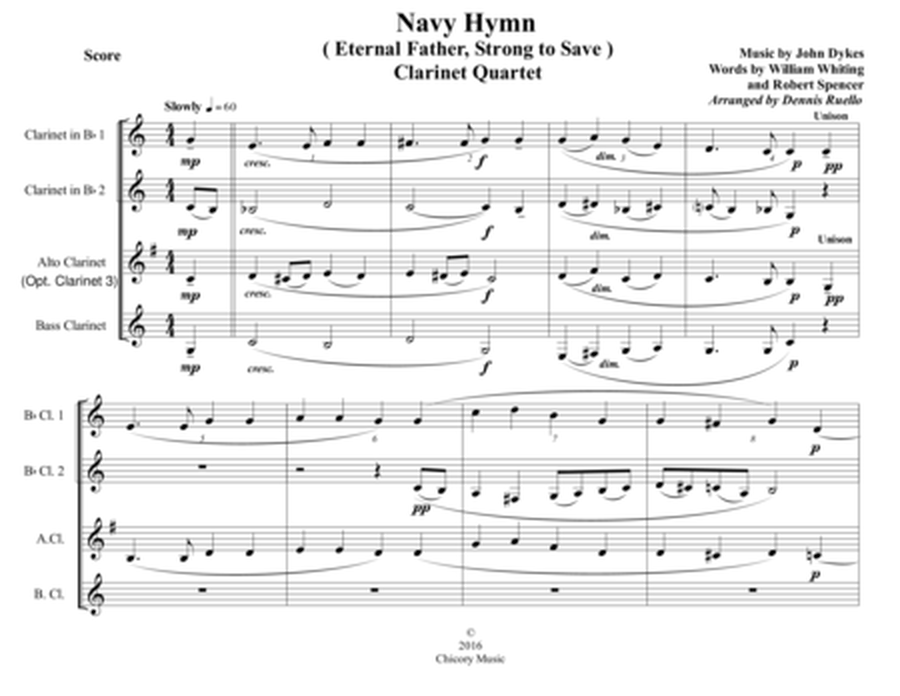 Navy Hymn (Eternal Father, Strong to Save) - Clarinet Quartet image number null