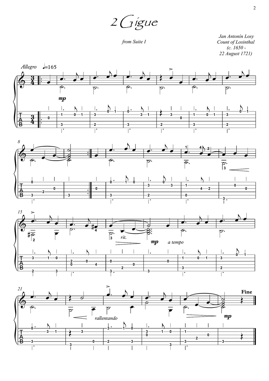 Baroque music for Guitar solo Acoustic Guitar scores gallery preview page 2