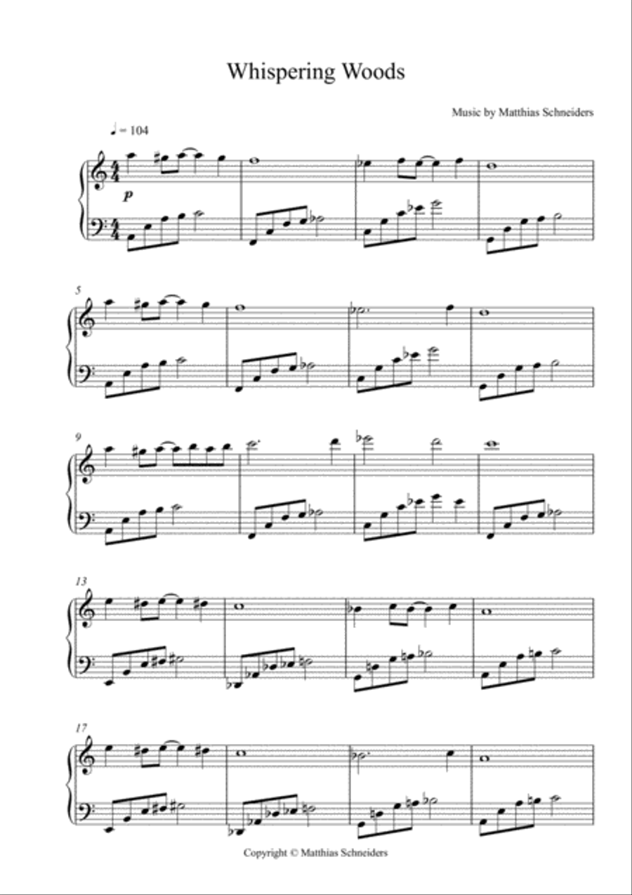 Whispering Woods Whispering Woods Piano Solo scores gallery preview page 1