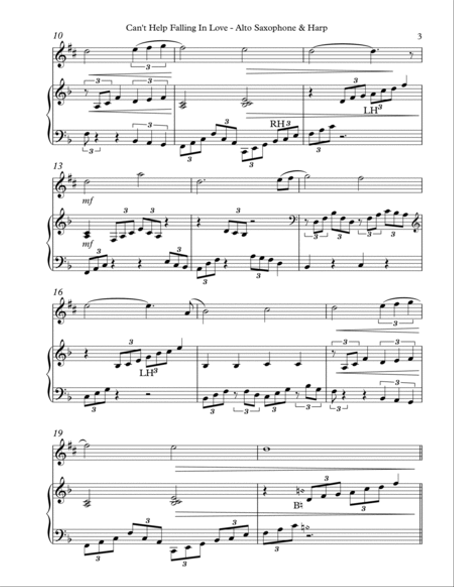 Can't Help Falling In Love Alto Saxophone scores gallery preview page 3