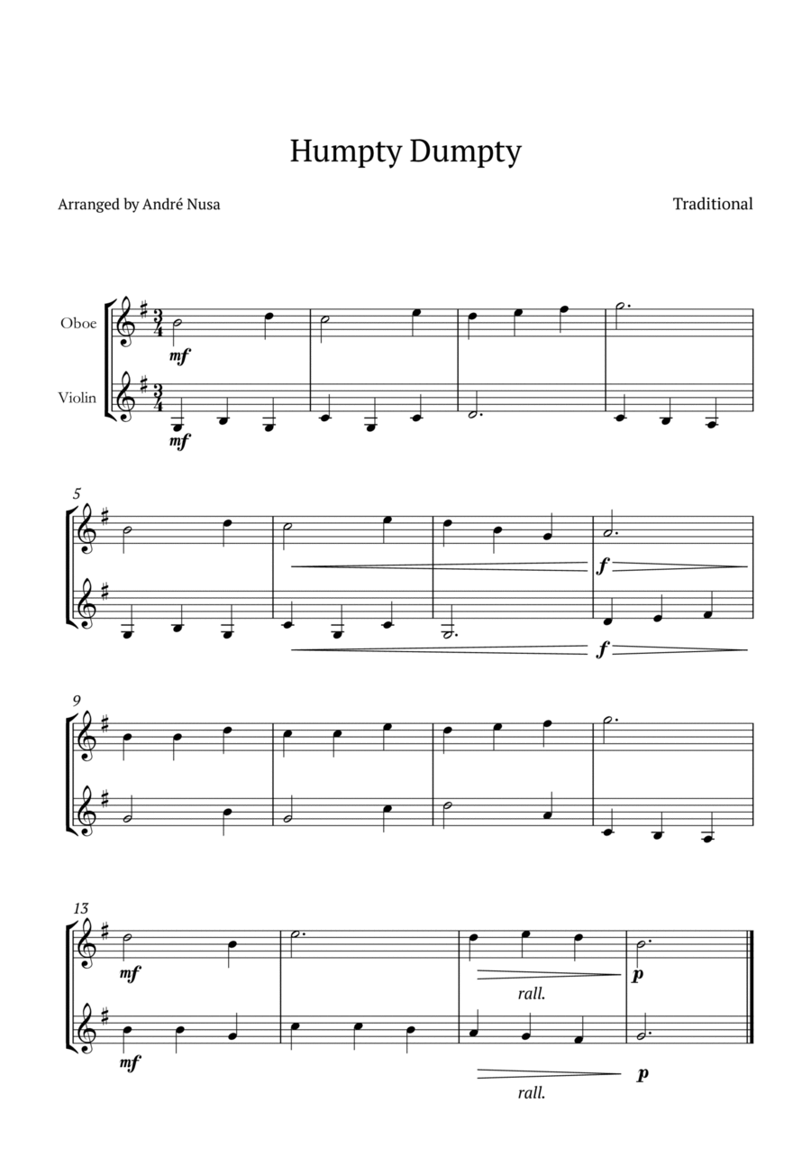 Humpty Dumpty Flute scores gallery preview page 1