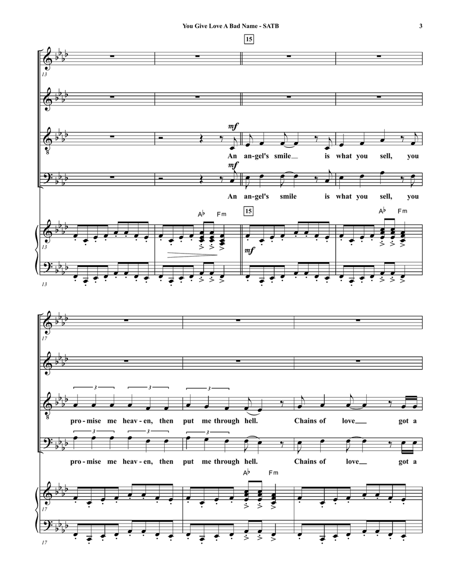 You Give Love A Bad Name You Give Love A Bad Name 4-Part scores gallery preview page 3