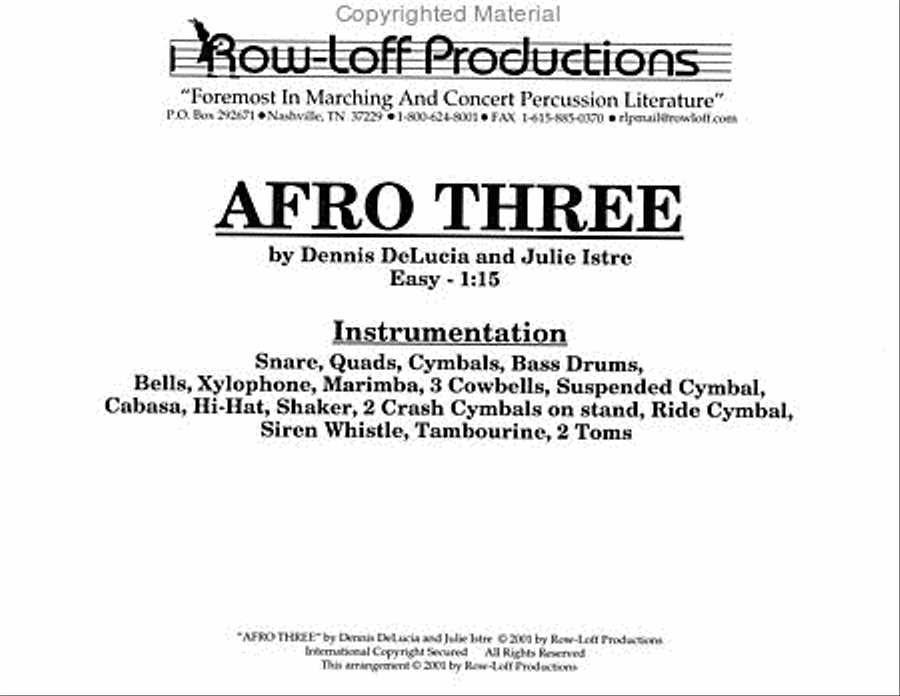 Afro Three Afro Three Percussion Ensemble scores gallery preview page 2