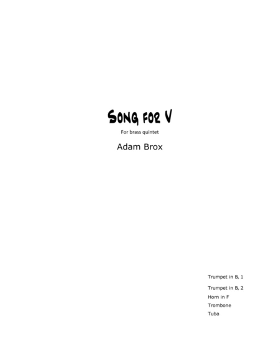 Song for V for Brass Quintet Brass Quintet scores gallery preview page 1