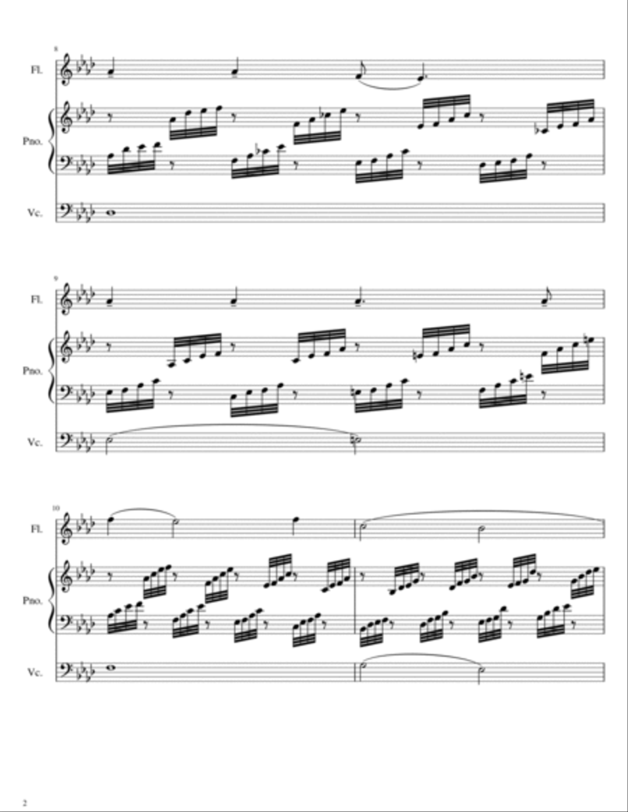 Crossing Jordan: Three Spirituals for flute, piano and cello Flute scores gallery preview page 4
