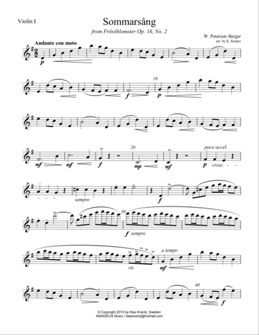 Sommarsång/Sommarsang for string quartet String Quartet scores gallery preview page 6