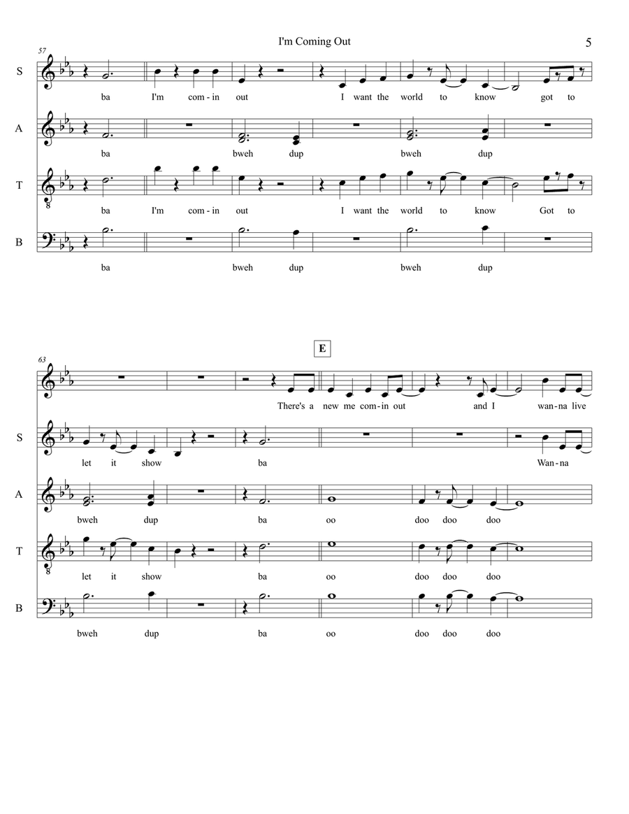 I'm Coming Out 4-Part scores gallery preview page 5