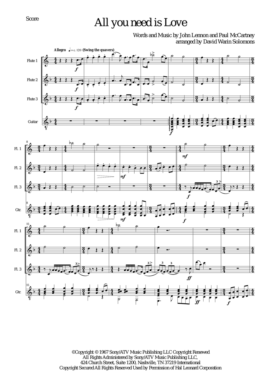 All You Need Is Love Small Ensemble scores gallery preview page 1