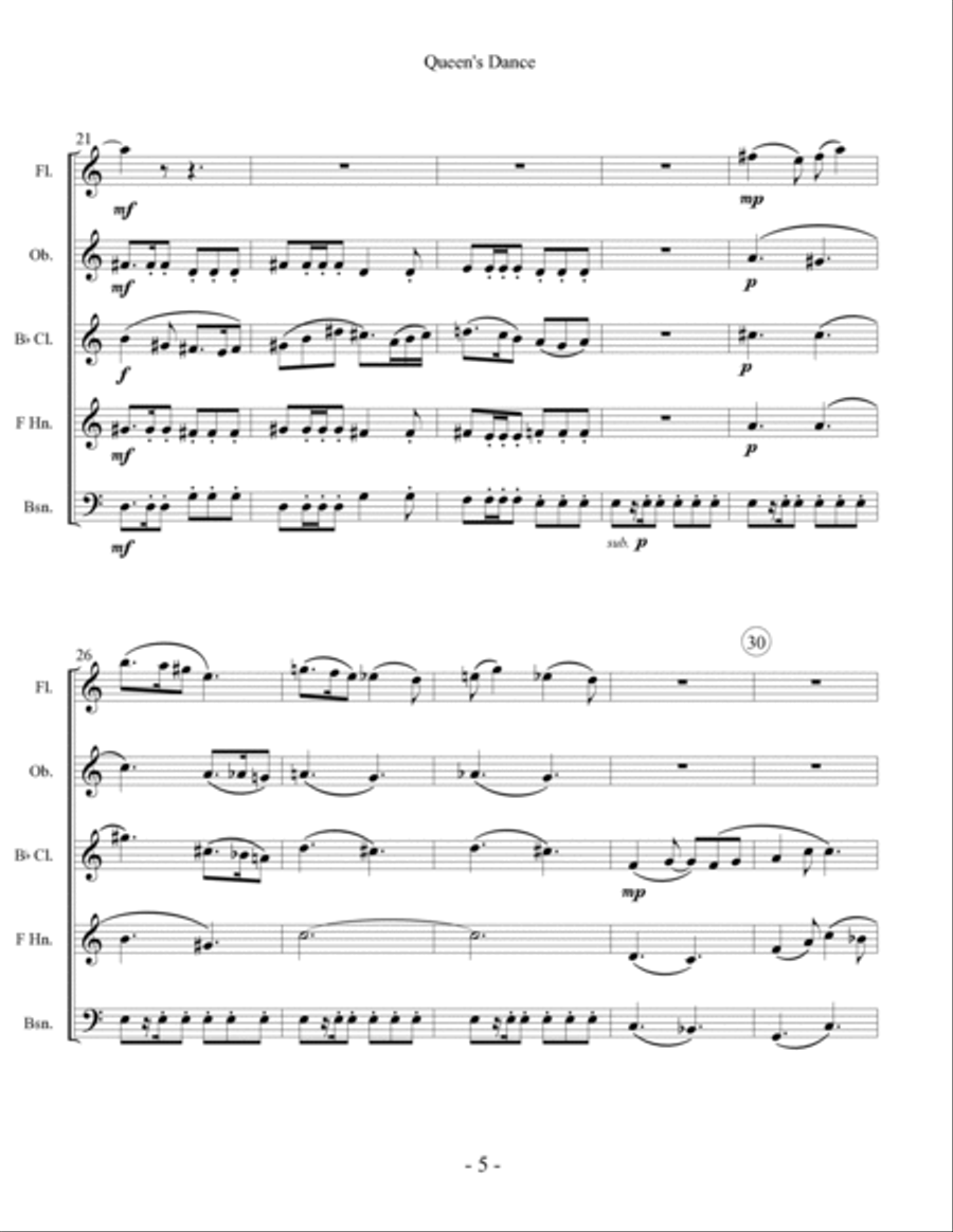 Royal Court Dances - Wind Quintet Woodwind Quintet scores gallery preview page 5