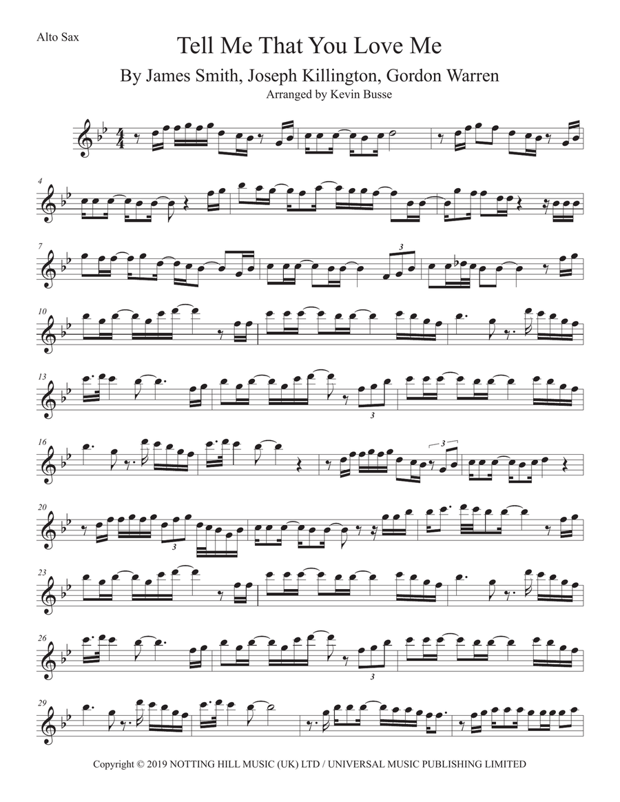 Tell Me That You Love Me Tell Me That You Love Me Alto Saxophone scores gallery preview page 1