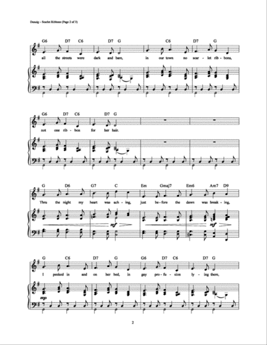 Scarlet Ribbons (For Her Hair) Piano, Vocal, Guitar scores gallery preview page 2
