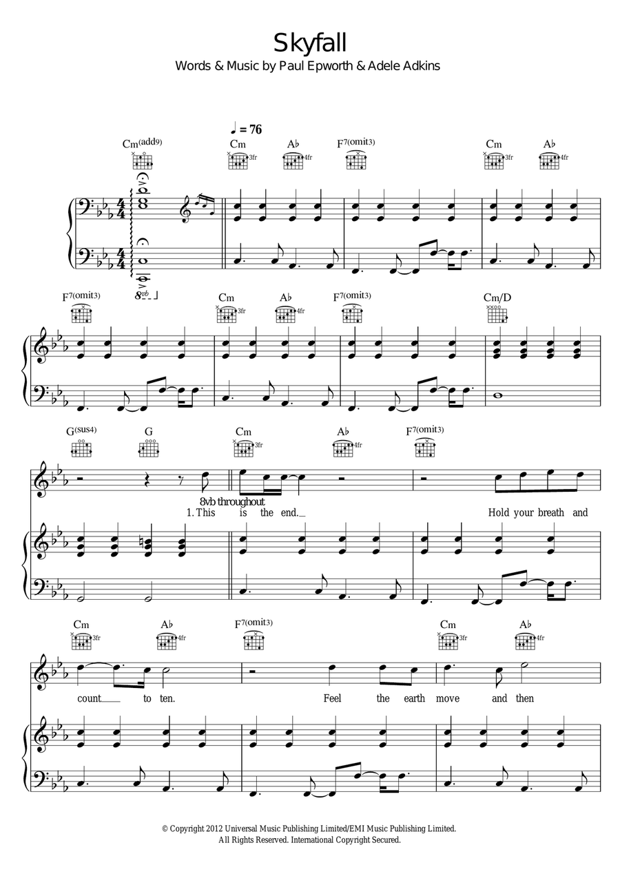 Skyfall Skyfall Guitar scores gallery preview page 1