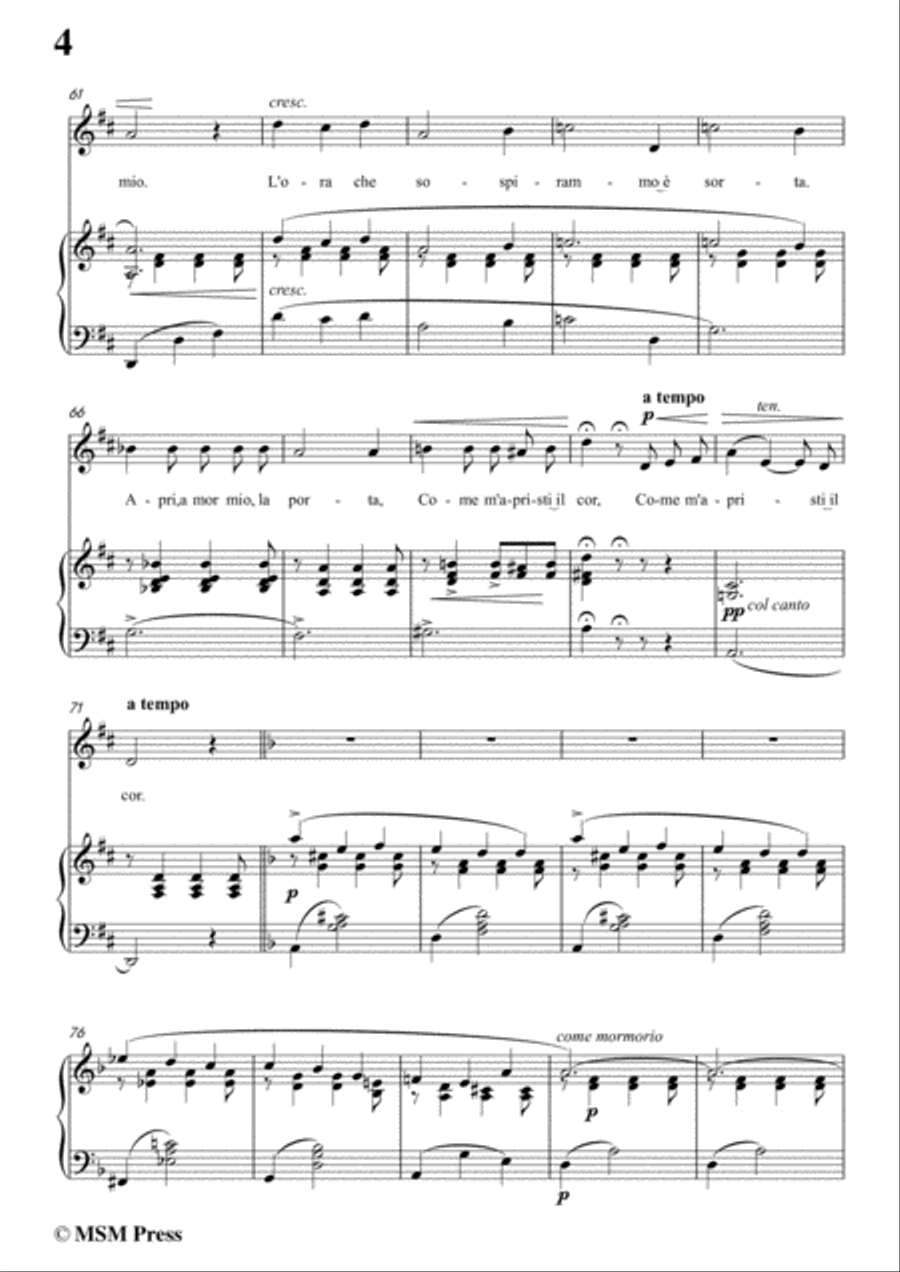 Tosti-Apri! In d minor,for Voice and Piano Voice Solo scores gallery preview page 6