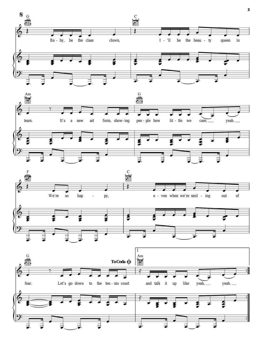 Tennis Court Acoustic Guitar scores gallery preview page 3