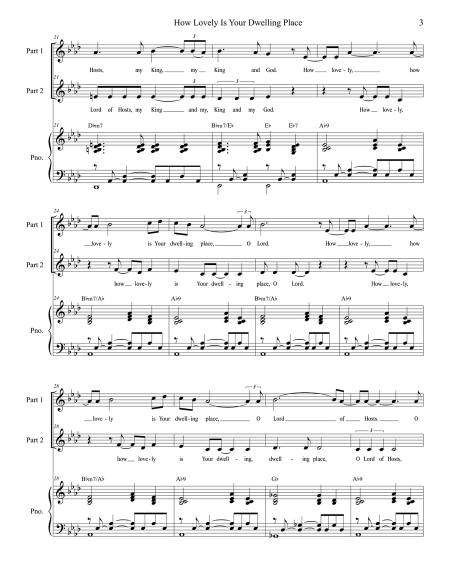How Lovely Is Your Dwelling Place (2-part choir) 2-Part scores gallery preview page 3