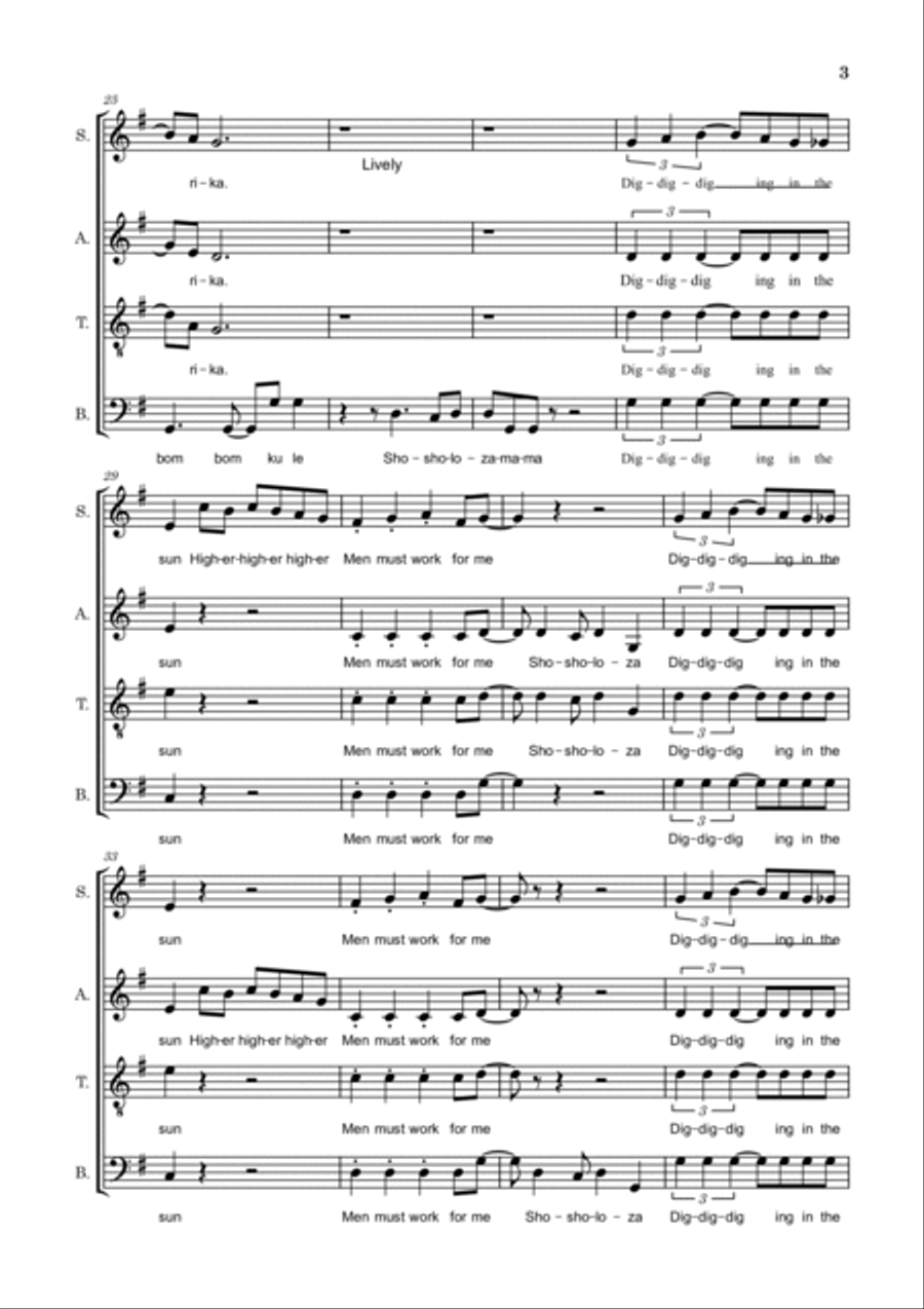 Shosholoza (South African) 4-Part scores gallery preview page 3